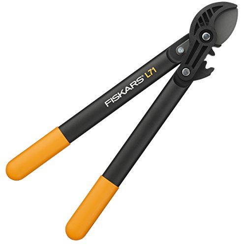 Fiskars PowerGear Anvil Gear Shears for Dry Twigs and Branches Non-stick Coated Hardened Precision Steel Length 45 cm BlackOrange L71 1001556