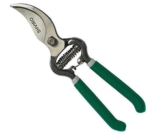 Shviro Garden Pruner Shears - Bypass Pruner Design - Curved Blades And Efficient Pruning Of Shrubs Branches