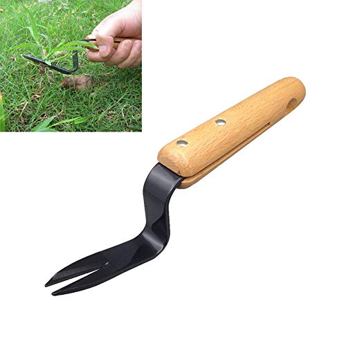BYBYCD Garden Weeder Removal Tool Weeds Shovel Forked Head Hand Weeder Hand Tool Weeding Puller Weed Digger with Ergonomic Handle for Garden Lawn Yard