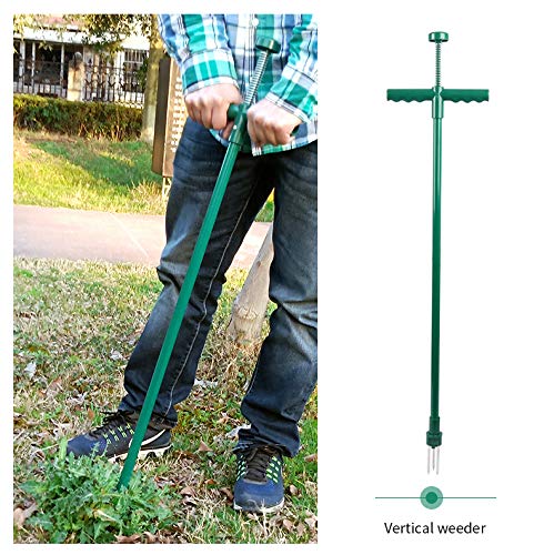 Guoz Stand Up Weeder and Weed Puller Stand up Manual Weeder Hand Tool with 3 Claws Stainless Steel Weed Puller