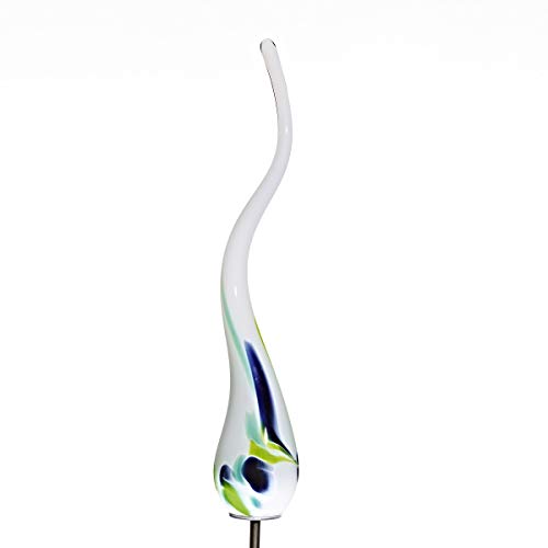 CRISTALICA Garden Flame Flame Torch Small Garden Glass Hand-Blown 45 cm White Green incl Rod