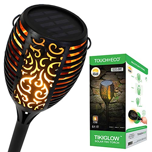 Solar LED Tiki Torch - Outdoor Flickering Flame Landscape Lights Dusk to Dawn Weather Resistant - for Lawn Garden Patio Deck Pathway