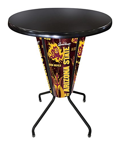 Holland Bar Stool Co OutdoorIndoor Pitchfork Logo with 36 Dia LED Lighted Arizona Pub Table with Black