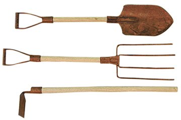 Rusty Garden Tool Set Shovel Pitch Fork Hoe Country Primitive Garden D&eacutecor