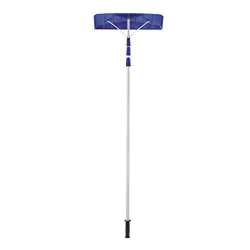 Snow Joe RJ204M 21 Twist-n-Lock Telescoping Snow Shovel Roof Rake with 6 by 25 Poly Blade