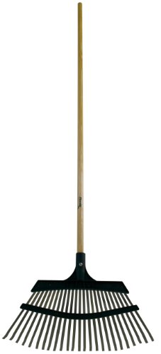 Flexrake 9W Lawn Rake 20-Inch MetalPoly Head with 48-Inch Wood Handle