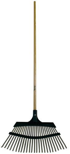 Flexrake 9W Lawn Rake 20-Inch MetalPoly Head with 48-Inch Wood Handle