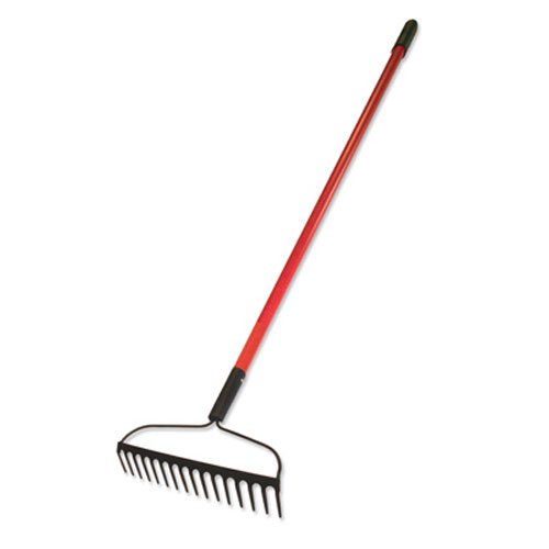 Bully Tools 92309 12-Gauge 16-Inch Bow Rake with Fiberglass Handle and 16 Steel Tines 58-Inch