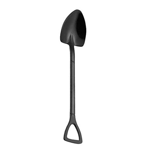 KBWL Small Mini 304 Stainless Steel Spade Shovel Coffee Spoon Strring Spoon Teaspoon Tea Spoon Dessert Spoon Long Handle Tableware black