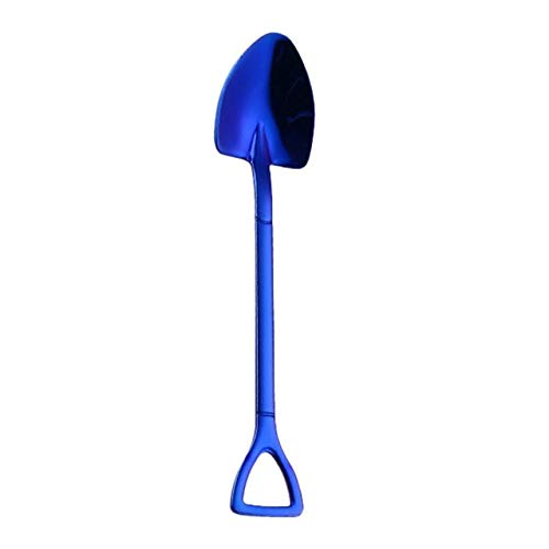 KBWL Small Mini 304 Stainless Steel Spade Shovel Coffee Spoon Strring Spoon Teaspoon Tea Spoon Dessert Spoon Long Handle Tableware blue