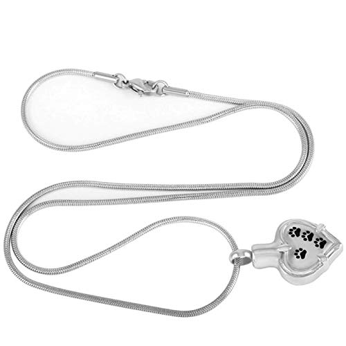 Kai Urns Stainless Steel Spade Heart with Puppy Paws Cremation Pendant Urn Jewelry for Love Ones