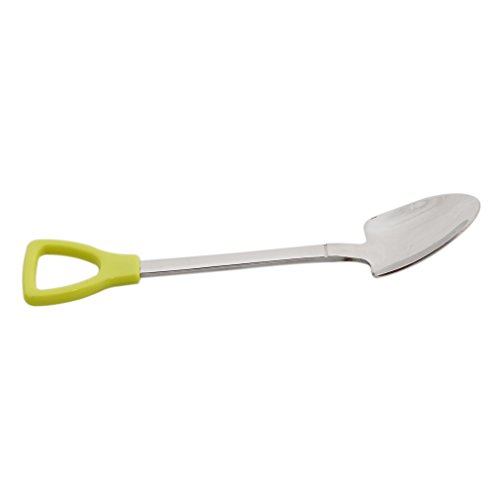 LALANG Stainless Steel Spade Shape Design Coffee Ice Cream Green Handle dessert Spoon for Kids
