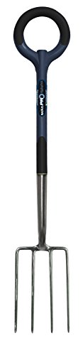 Radius Garden 20306 Pro Ergonomic Stainless Steel Digging Fork Midnight Blue