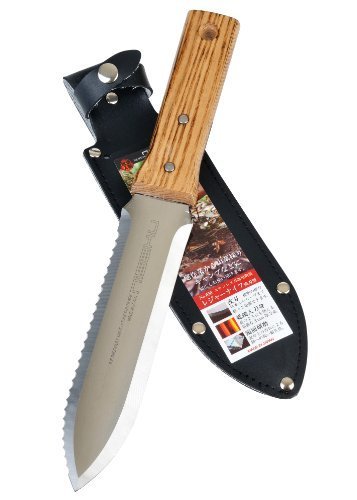 Tomita Japanese Hori Hori Garden Landscaping Digging Tool With 7-inch Stainless Steel Bladeamp Sheath Natural