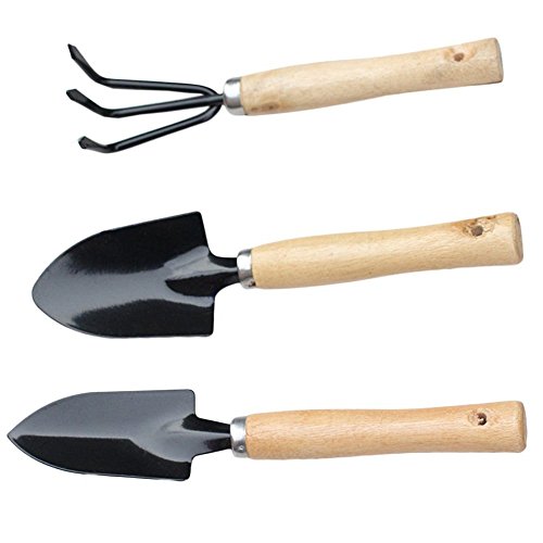 Xblack Mini 3 Pack Spade Rake Shovel Set Wooden Handle Indoor Hand Gardening Tool Garden Plant Care 7 Inch