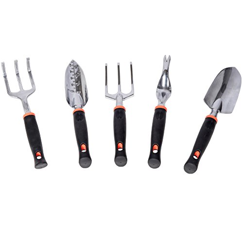 Serenita Lawn Patio Garden Tool Set 5 Piece Hand Gardening Tools cultivator Trowel Weeder Weeding Fork Transplanter