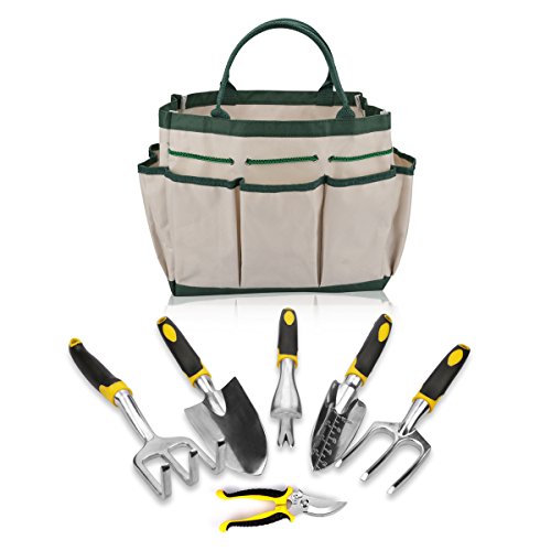 Energup Gardening Tool Set for Digging Planting Gardening Kit with Heavy Duty Cast-aluminum Heads Ergonomic Handles 6-Pieces Each Set