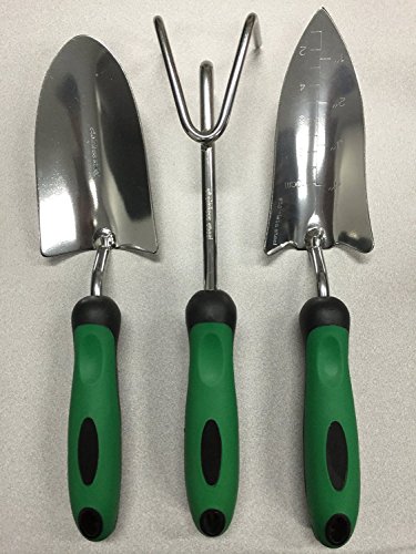 Think Tank Technology 3 Piece Stainless Steel Garden Tool Set Emerald Green Black