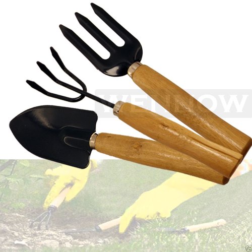 Wennow 3PC Steel Garden Tools Mini Gardening Tool Set w Garden ShovelSpade Claw Rake