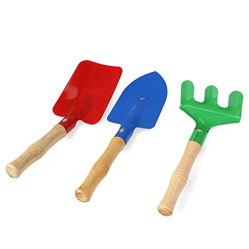 BESTOMZ 3pcs Outdoor Garden Tools Set Rake Shovel Kids Beach Sandbox Toy