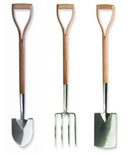 Brook Hunter Combo-DY-3D Premium 3-Piece Combo Kit With Stainless Steel Alloy Polished Shovel Fork Spade With Hand Crafted Red Oak Handles