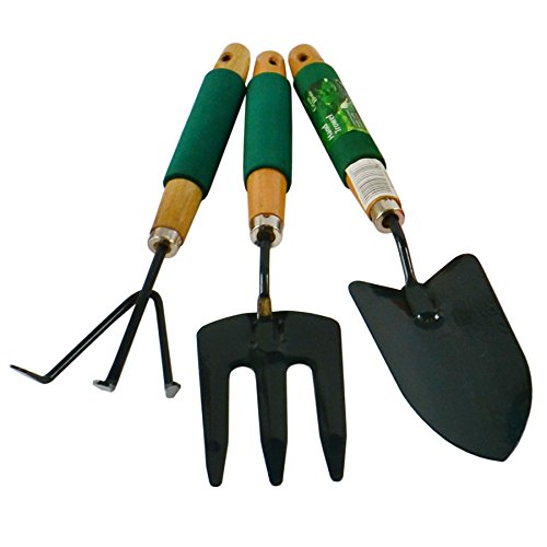 Garden Gardening Hand Rake  Spade  Shovel  Fork 3pc Set Digging Cleaning