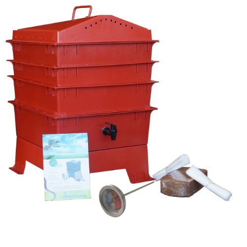 3-Tray Worm Compost Bin with Free Thermometer-Terracotta