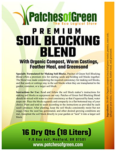 PREMIUM SOIL BLOCKING BLEND with Organic Compost Worm Castings Feather Meal and Greensand - 16 Dry Quart Bag