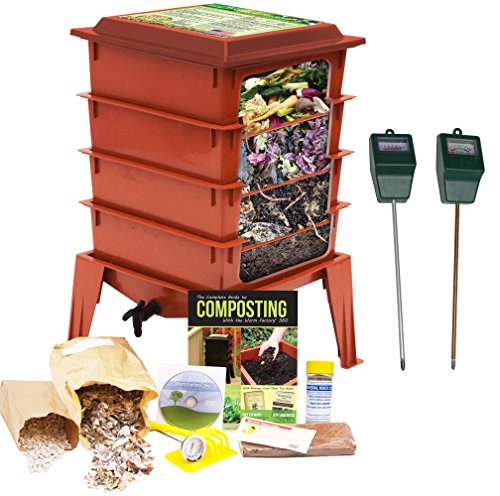 Worm Factory 360 Composting Bin  Moisture And Ph Testing Meter Worm Farm Kit terracotta