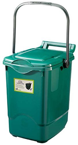 Large Compost Caddy - Green - for Food Waste Recycling 23 Litre - 23L Plastic Composting Kerbside Bin with Composting Guide by All-Green
