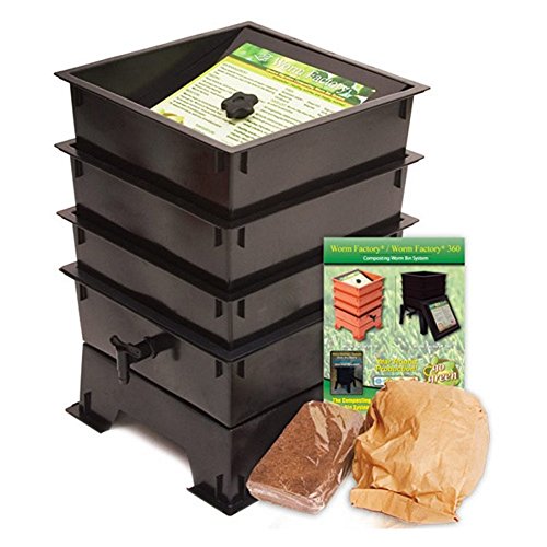 Black Plastic 3-Tray Worm Composting Bin Composter w Compost Tea Spigot