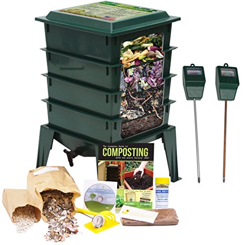 Worm Factory 360 Composting Bin + Moisture And Ph Testing Meter Worm Farm Kit (green)