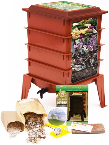 Worm Factory 360 Composting Bin terracotta With 1000 Live Composting Worms By Worms Etc