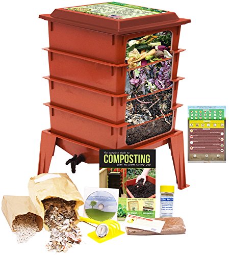 Worm Factory 360 Worm Composting Bin + Bonus "what Can Red Wigglers Eat?" Infographic Refrigerator Magnet (terracotta