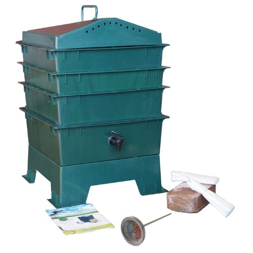 3-tray Worm Compost Bin With Free Thermometer-dark Green