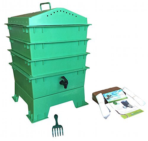Vermihut 3-tray Worm Compost Bin With Free Claw Green