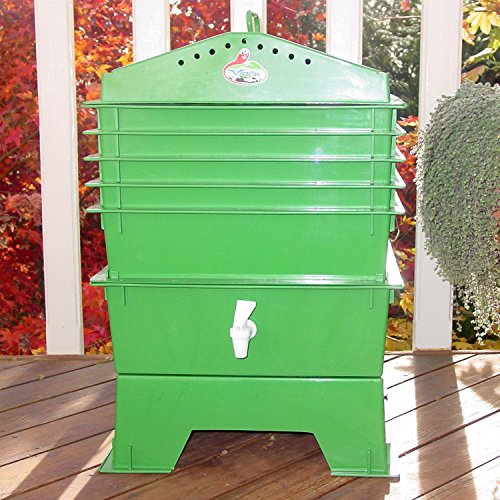Green 5-tray Vermicompost Worm Composter With Compost Tea Spigot