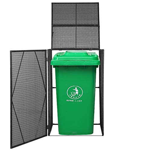 AYNEFY Black Wheelie Bin Shed Garden Bin Store with Steel Outdoor Waste Shed for Gardens Roads Courtyard Parks