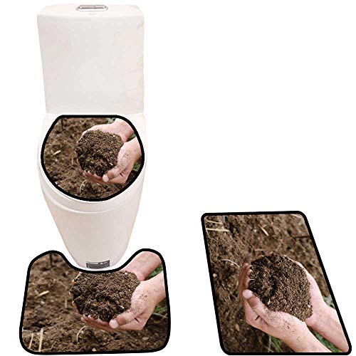 The Floor 3-Piece Bathroom Mat Set Compost Soil organicfertilizer on for platation 3D Digital Printing Rug Set