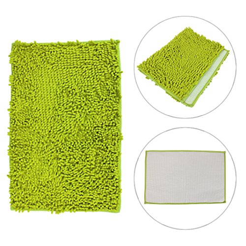 HuaForCity Chenille Non Slip Bathroom Mat Washable Rectangle Grass Green Toilet Carpet Bath Rug Entrance Pad 40x60cm