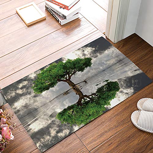 Prironde Indoor Doormat Welcome Mat Water Shadow Tree LifeGreen Bathroom Rugs Toilet Sets Super Soft Machine Washable Bath Mats 236x157inch