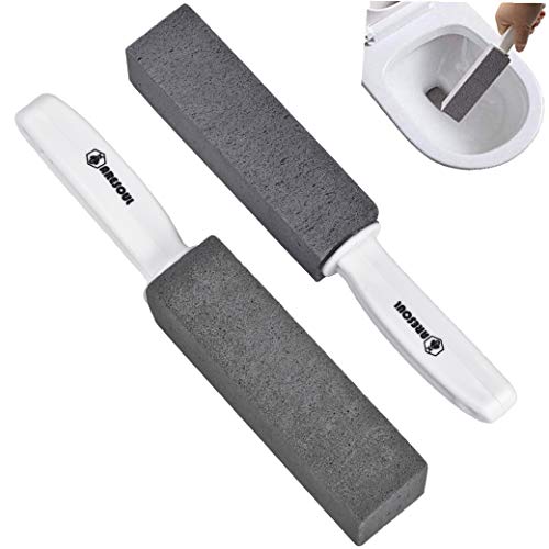 ARESOUL Toilet Bowl Pumice Cleaning Stone with Handle - Sturdy High Density Rust Grill Griddle Cleaner for KitchenBathPoolSpaHousehold Cleaning 2 Pack