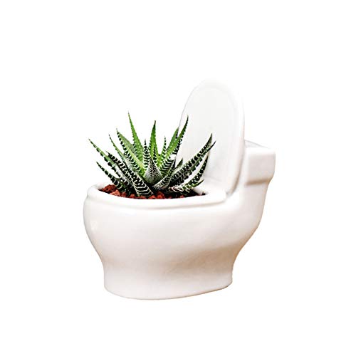 Liitrton Ceramic Toilet Flower Pots Desktop Succulent Planters Containers for Small Flowers Cactus 1 Pack