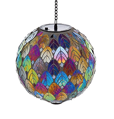 Evergreen Feathered Mosaic Hanging Solar Gazing Ball