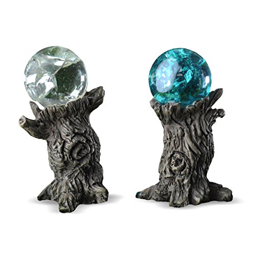 Georgetown Home Garden Miniature Stump Gazing Balls Garden Decor CrystalBlue