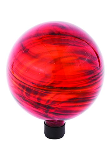 Russco III GD137180 Glass Gazing Ball 10 Red Swirl