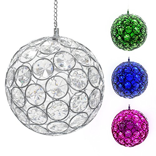 Sorbus Solar Hanging Crystal Ball Light - Outdoor LED Gazing Ball Light with Sparkling LED Light Colors