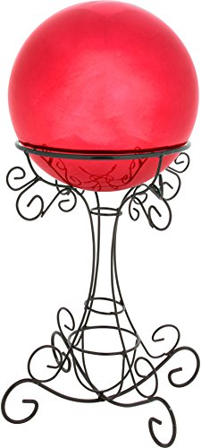 11 Metal Gazing Ball Stand with Scroll Design 8 Gazing Ball Red by Trademark Innovations