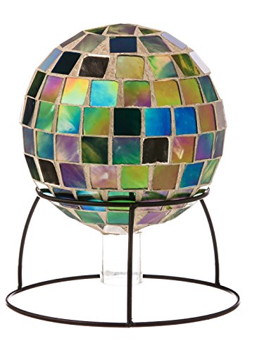 Green Mosaic Table Top Gazing Ball with Stand