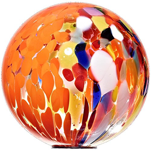 Garden Globe Roseglobe Glass Globe POINT orange with multicolor diameter aprox Ã˜ 13 cm decorative ornament sphere handblown glass GardenFlair powered by CRISTALICAGarden Globe Roseglobe